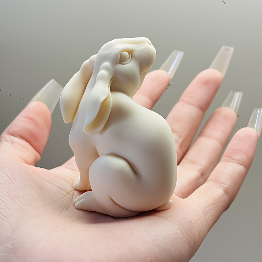 Resin Art Gift For Birthday - Resin White Rabbit Figurine Resin Rabbit