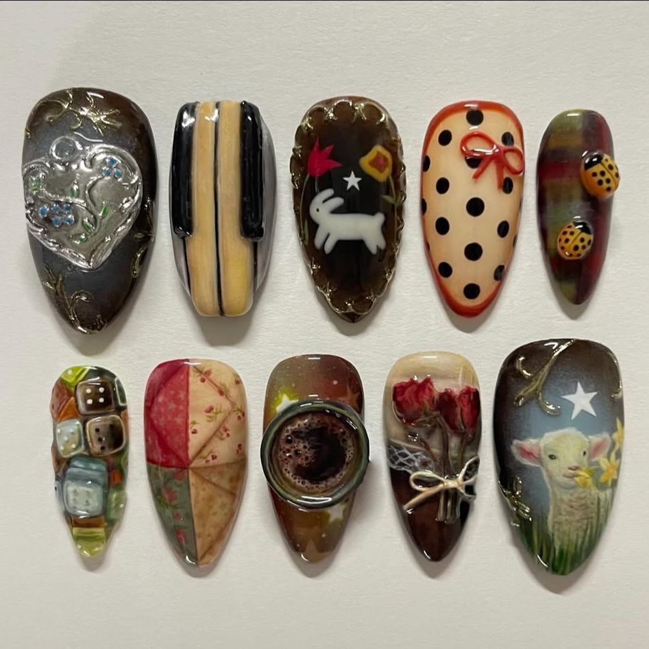 Resin Art Liquid - 24pcs Vintage Country Style False Nails