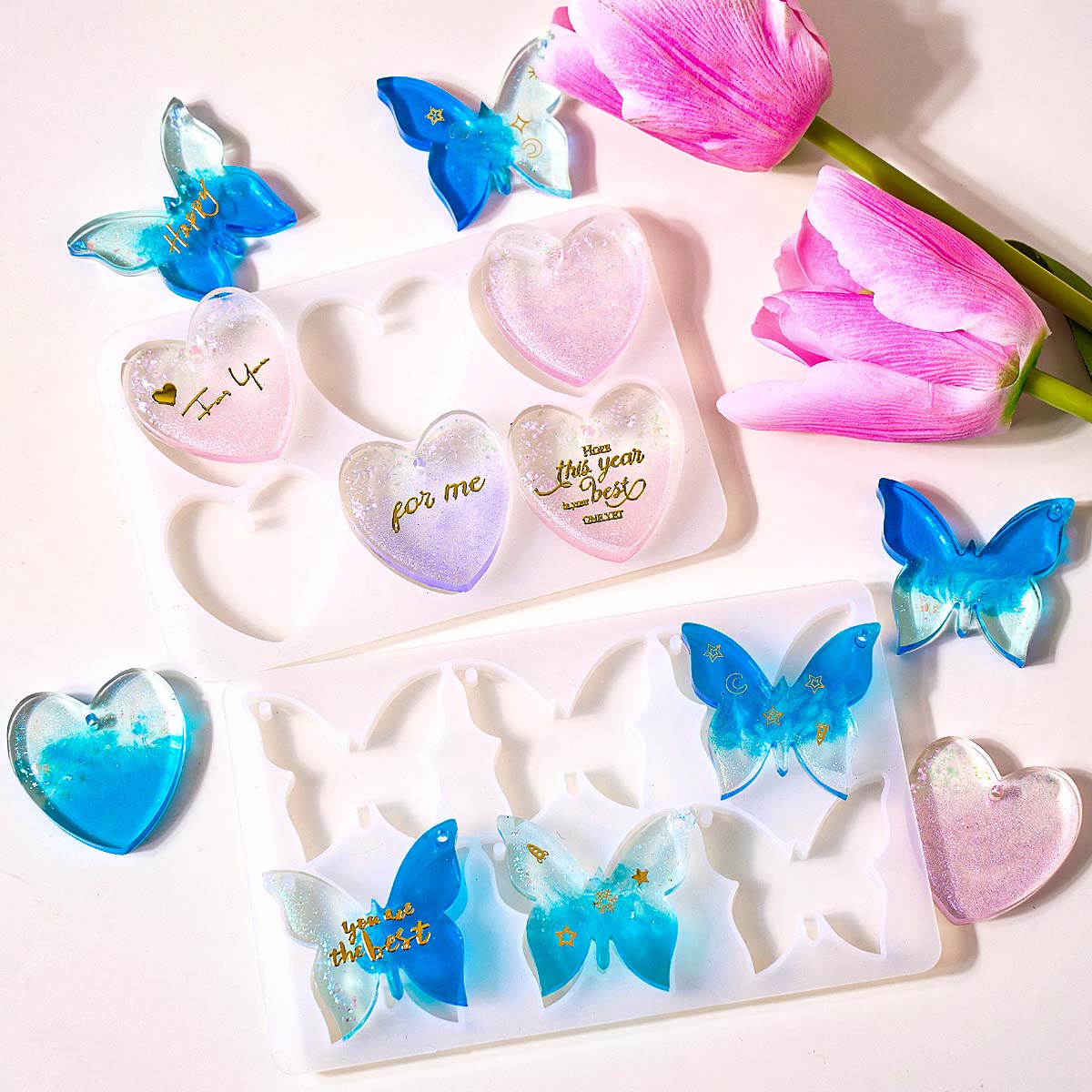 Resin Art Liquid - Six-hole with Holes Earring Silicone Mold