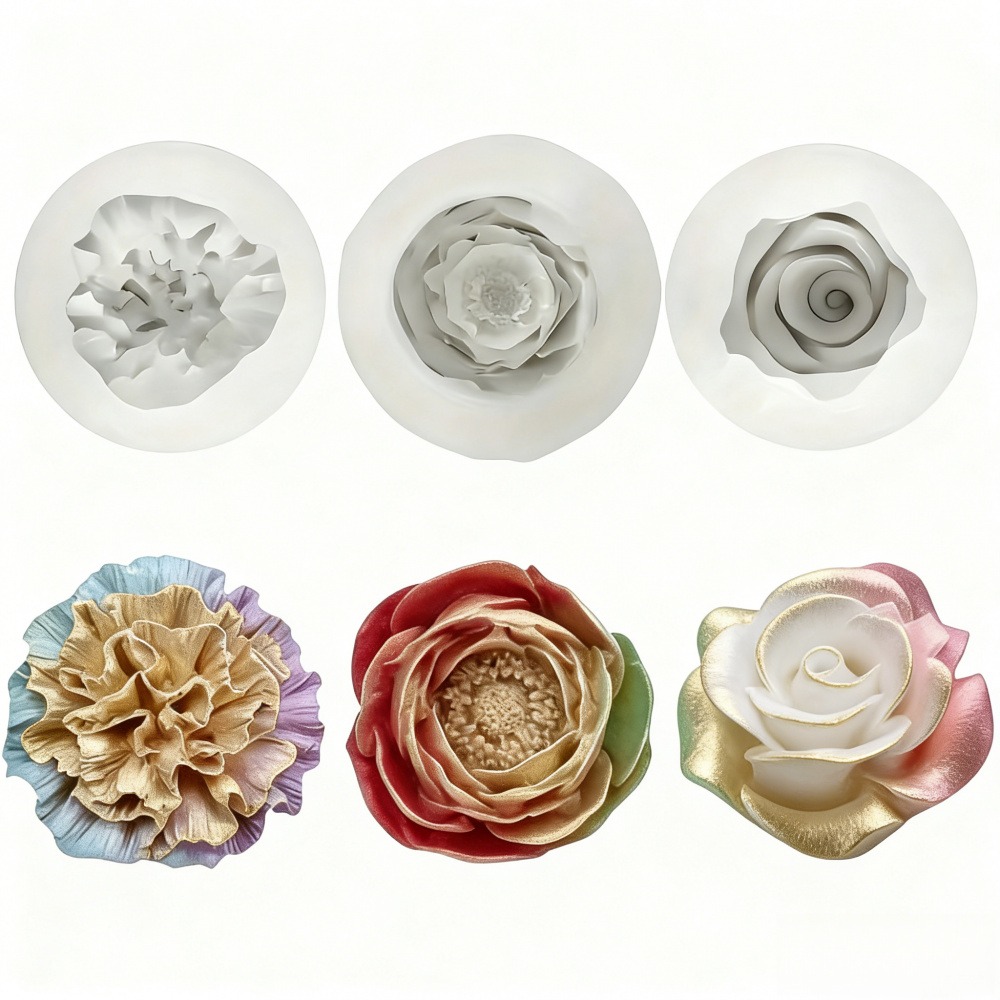 Resin Art Gift For Birthday - 3-Piece Silicone Molds for Roses, Peonies,
