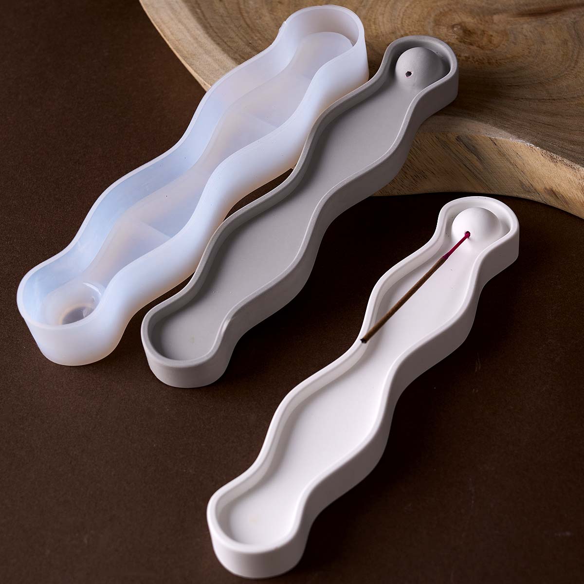 Resin Art Tray - Wave Long Incense Insert Tray Silicone