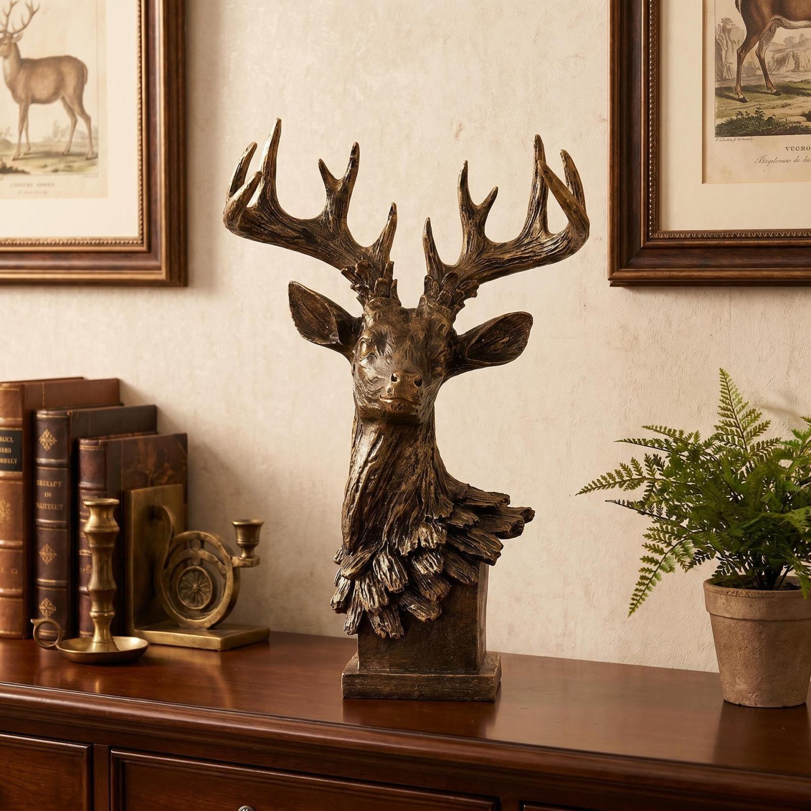 Resin Art Gift For Birthday - Deer Head Statue Animal Sculpture Decor