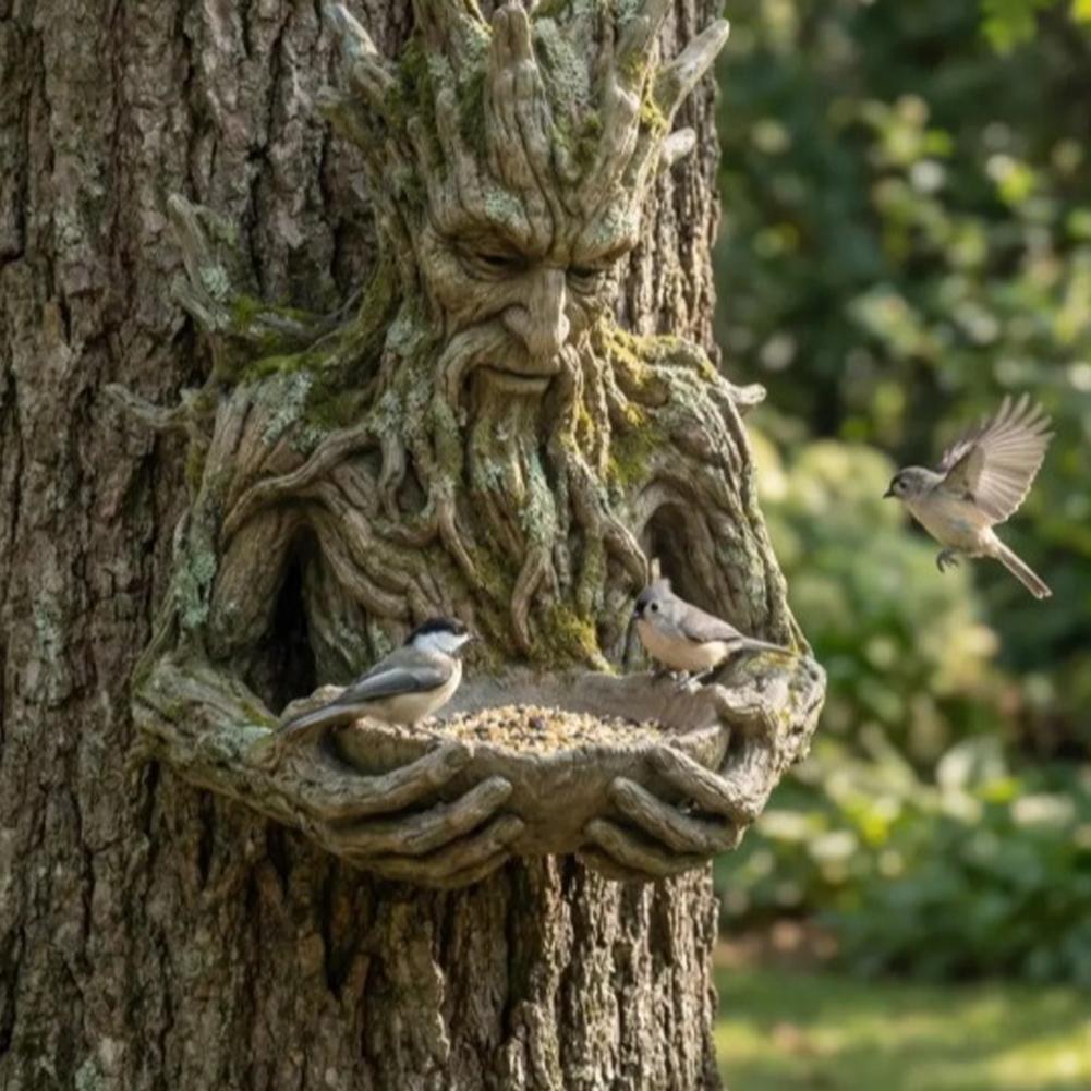Resin Art On Wood - Mounted on Tree Bird Feeder Weatherproof
