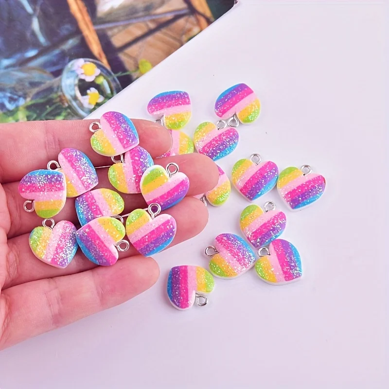 10Pcs Colorful Heart Resin Cha - Resin Art Calligraphy review and price