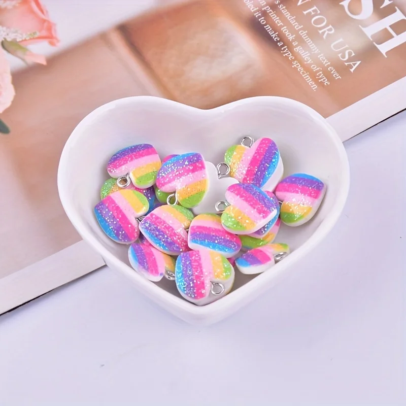10Pcs Colorful Heart Resin Cha - Resin Art Calligraphy review and price