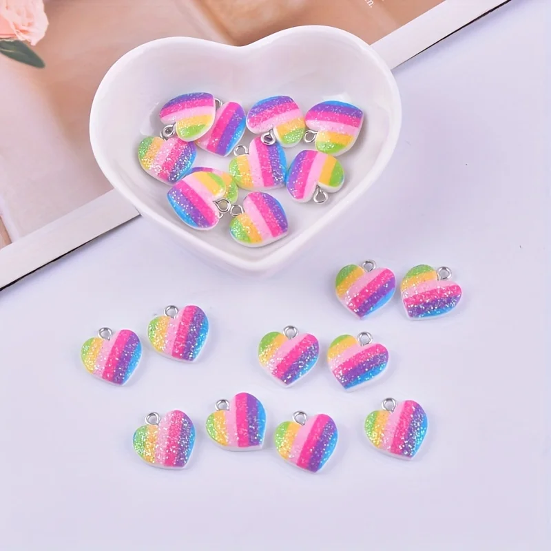 10Pcs Colorful Heart Resin Cha - Resin Art Calligraphy review and price