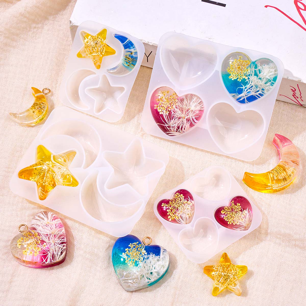 Heart Star Moon Pendant Silico - Resin Art Liquid review and price