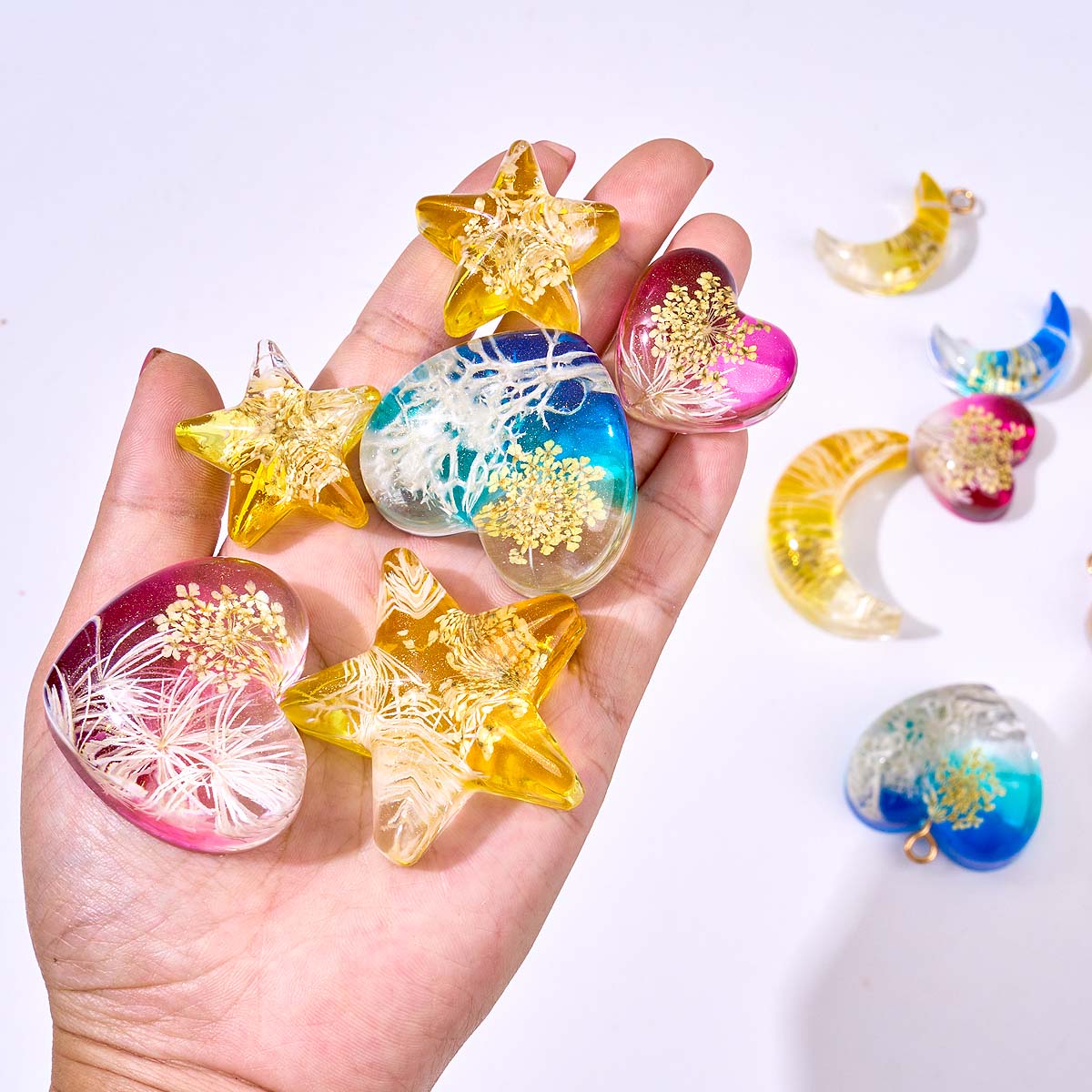 Heart Star Moon Pendant Silico - Resin Art Liquid review and price