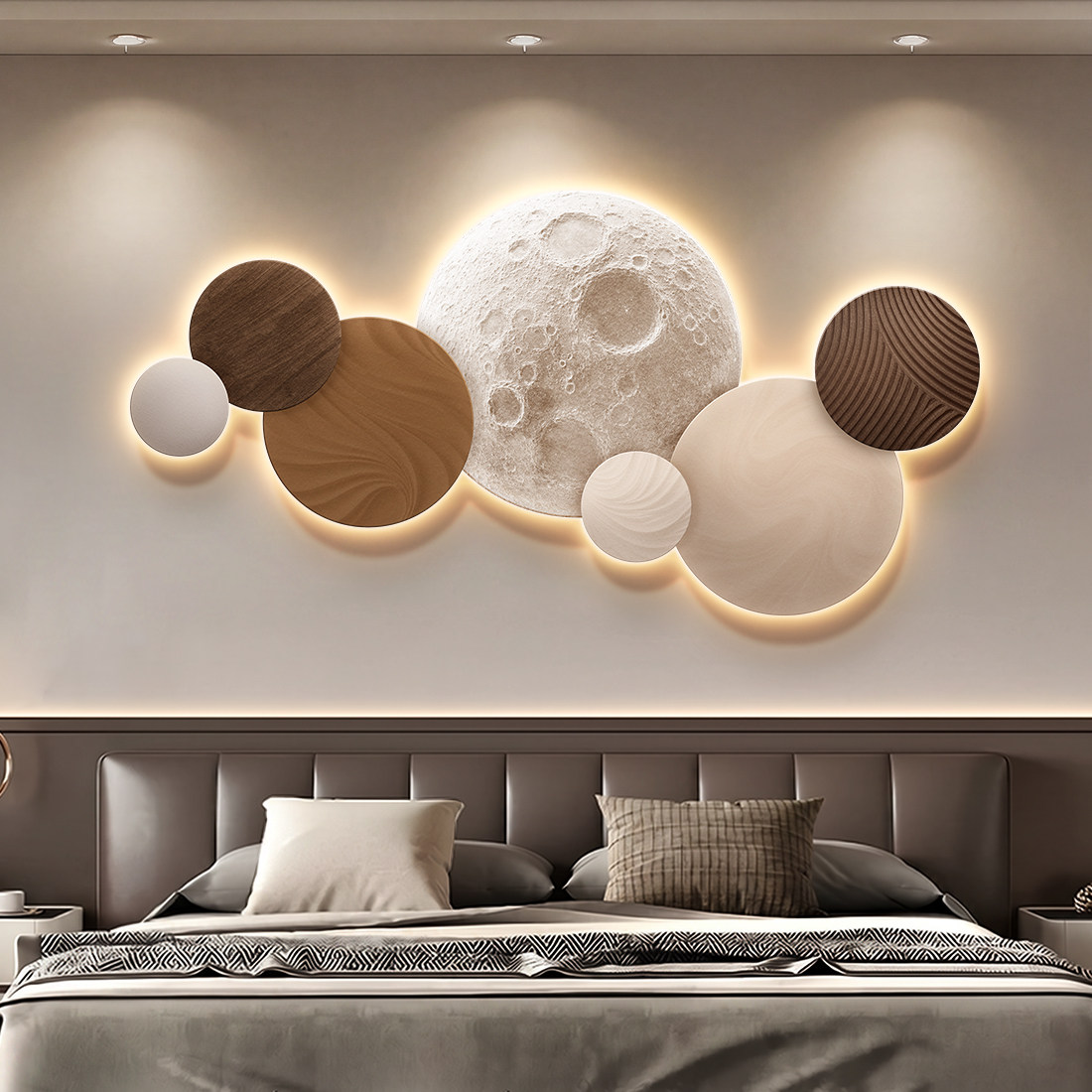 Moon Bedroom Decor Modern Luxu - Resin Art On Wood review and price