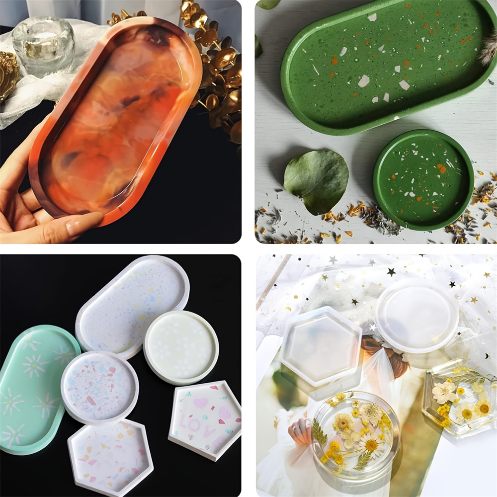 4pcs/Set Storage Tray Coaster  - Resin Art Tray review and price