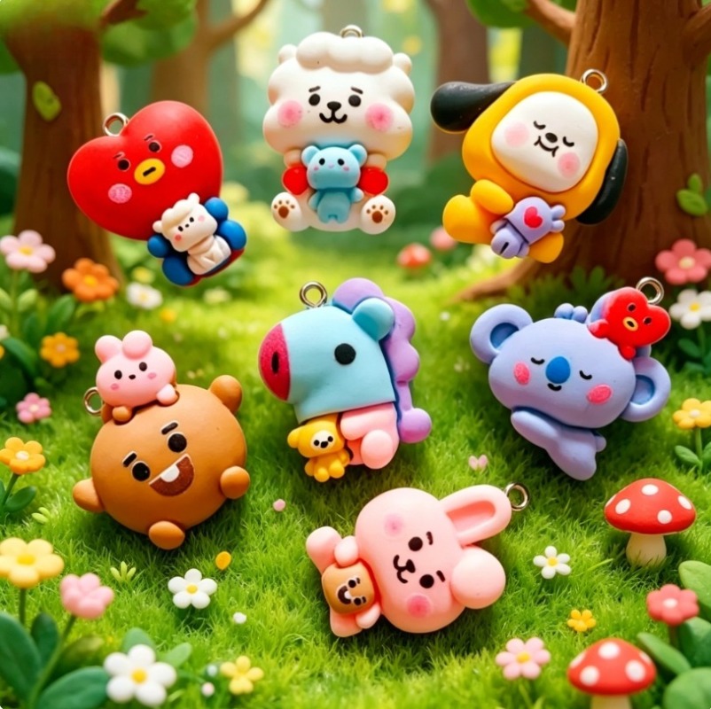 7pcs BT21 Resin Cartoon Charm  - Resin Art Calligraphy review and price