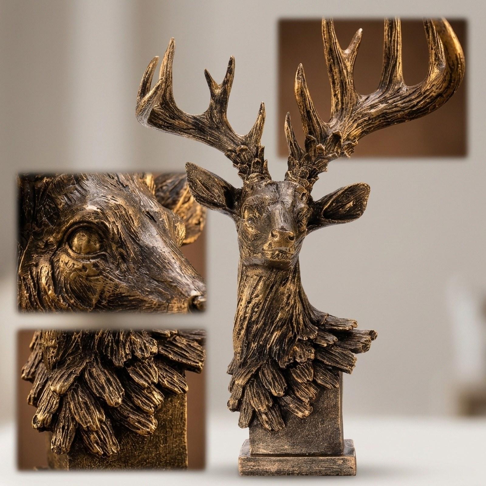 Deer Head Statue Animal Sculpt - Resin Art Gift For Birthday review and price